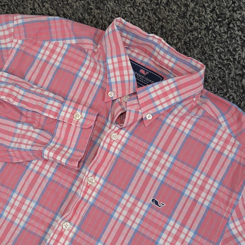 Vineyard Vines Slim Fit Whale Shirt Long Sleeve Mens Large Plaid Button Down